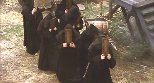 monks thwacking selves with boards - Monty Python